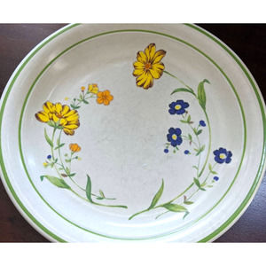 Set of vintage stoneware floral plates